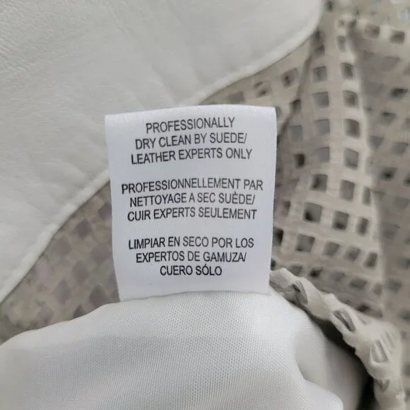 Worth New York Genuine Leather Zip Front Vest Size 10 White Perforated Moto - Picture 8 of 8